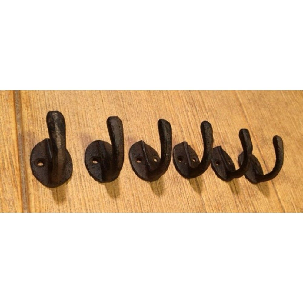 Six (6) Small 1 1/2" tall Cast Iron Robe / Coat Hook Six (6) 0170-01203